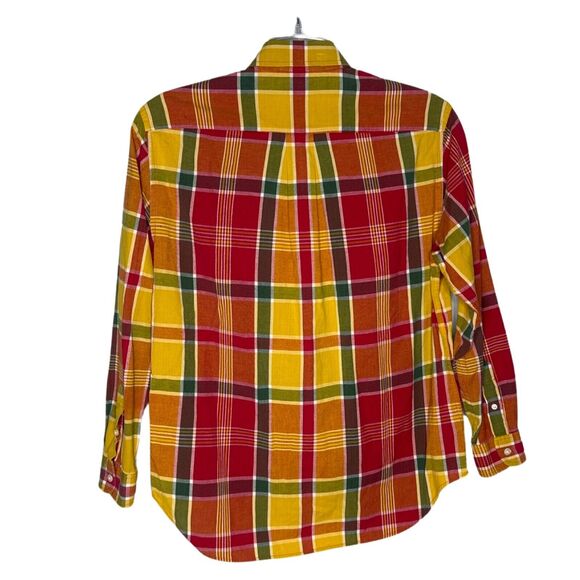 Lauren Ralph Lauren Shirt Womens Medium Yellow Red Plaid Western Country Rustic - Picture 2 of 5